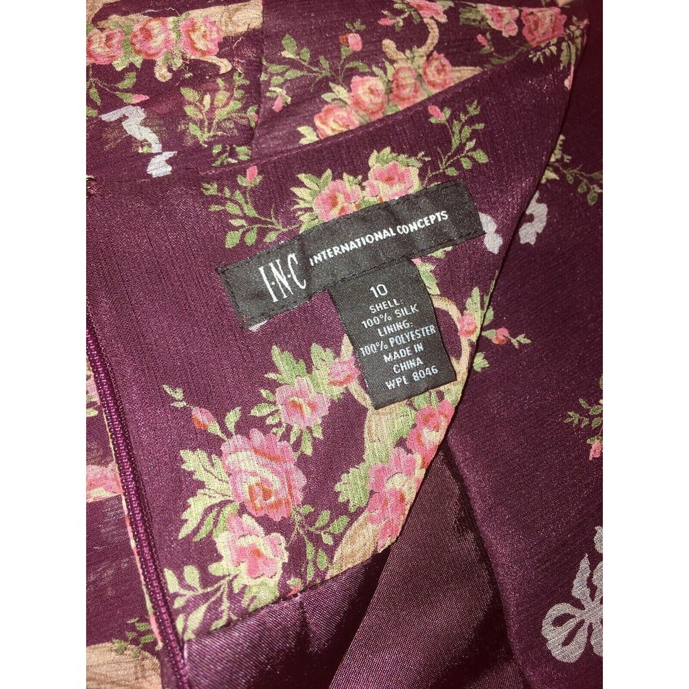 INC INTERNATIONAL CONCEPTS 10 100% Silk AB Beaded Drop Waist A-Line Skirt Med - Picture 5 of 5